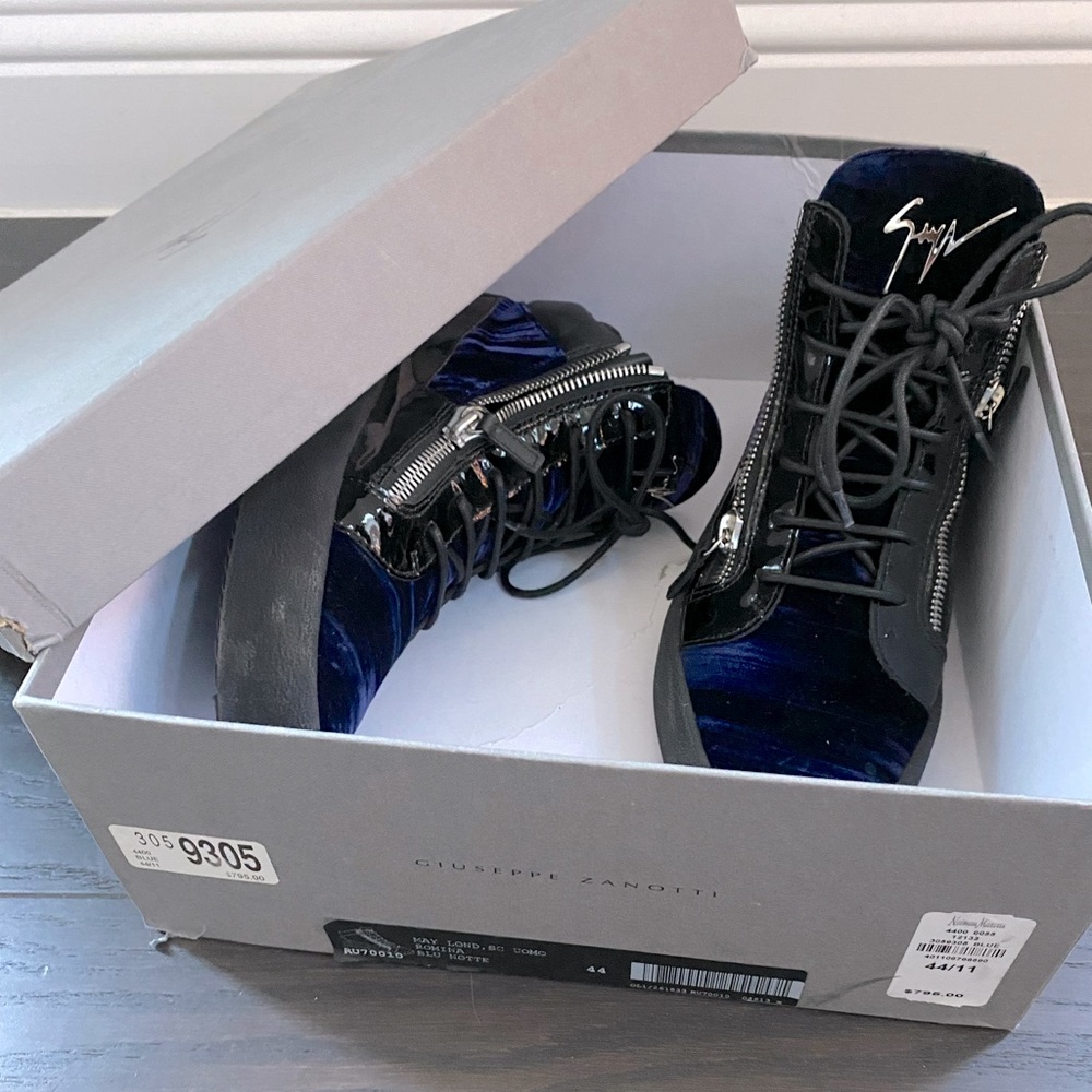 giuseppe zanotti shoes. Size 44. Blue/Black. Everything in picture included.